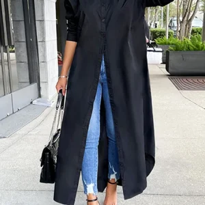Robe chemise noire femme