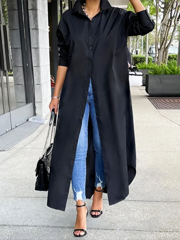 Robe chemise noire femme