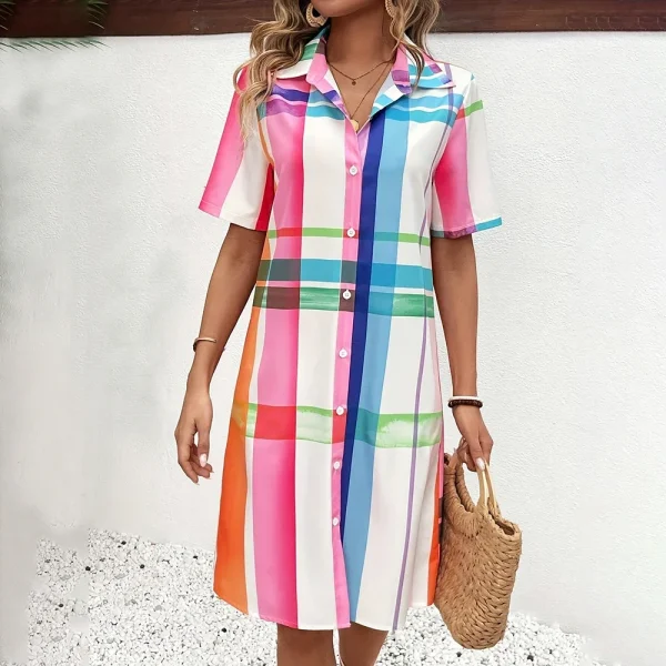 Robe chemise carreaux femme