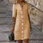 mode féminine robe chemise en lin