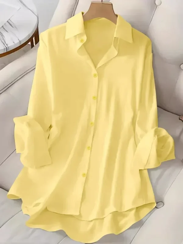 Robe chemise mi longue femme jaune
