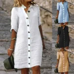 robe en lin bleu pour femme