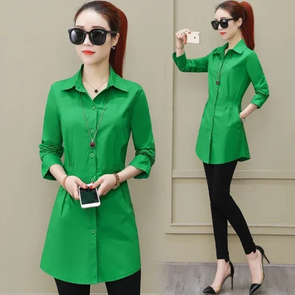 Robe chemise legere femme vert