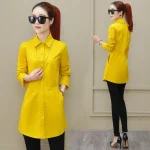 robe chemise légère pour femme en jaune