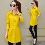 Robe chemise legere femme jaune