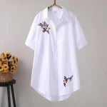 chemise robe blanche avec motifs floraux