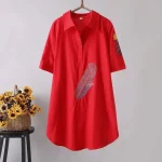 robe chemise à motifs floraux rouge