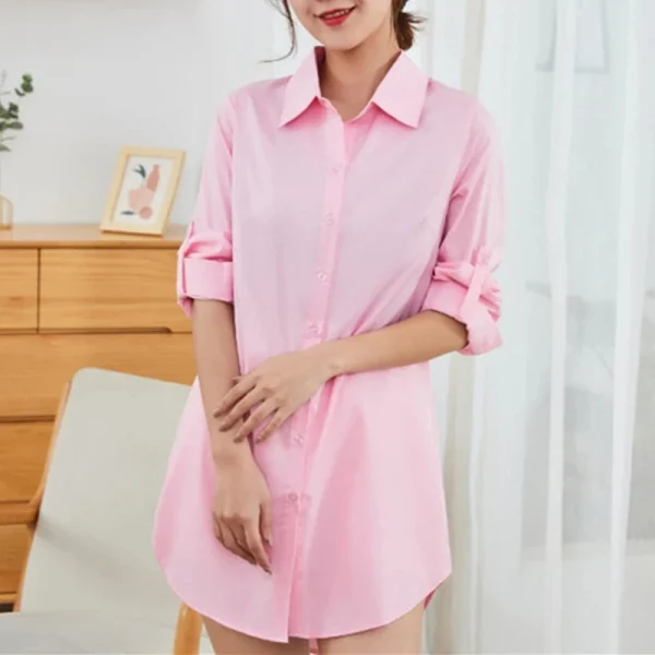 Robe chemise femme rose