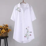 robe chemise fleurie rouge
