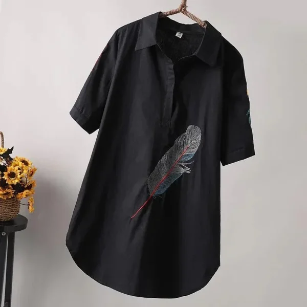Robe chemise fleurie femme noir