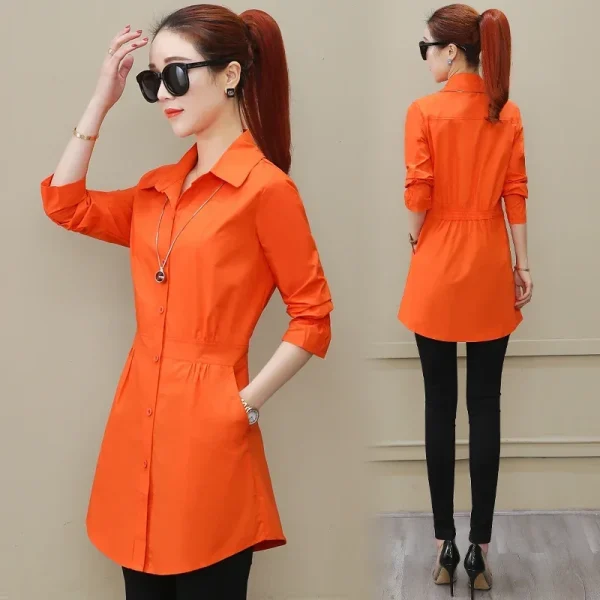 Robe chemise legere femme orange