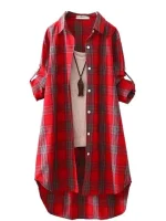 vêtement en flanelle femme rouge chemise