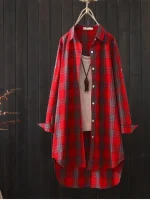 robe chemise en flanelle rouge pour femme