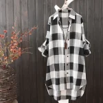 Robe chemise flanelle femme noir et blanc