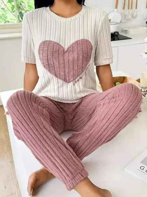 Chemise de nuit femme imprimé cœur rose