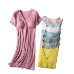 chemise de nuit douce en coton pour femme enceinte
