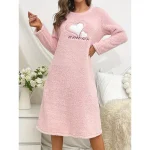 chemise de nuit femme élégante manches longues
