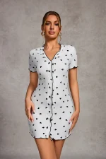 chemise de nuit chic à imprimé cœur pour femme