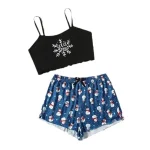 chemise nuit rouge avec personnage de Noël
