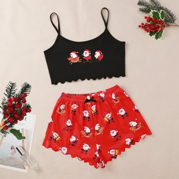 Chemise nuit femme noel pyjama santa court