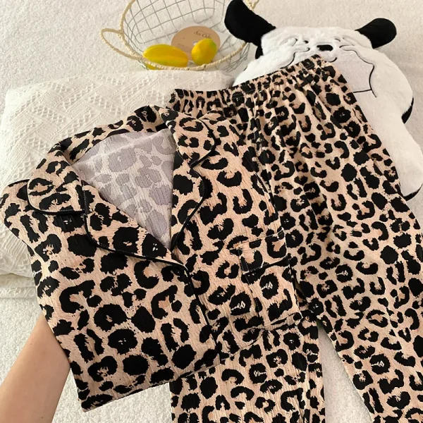 Chemise nuit femme style pyjama léopard