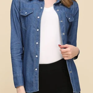 Chemise en jean pour femme coupe droite