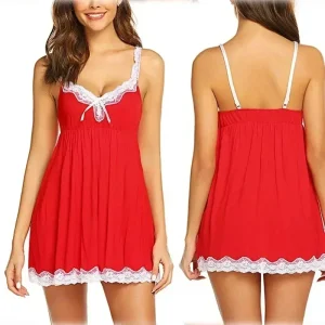 Chemise nuit femme noel dentelle élégante
