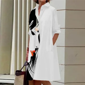 Robe chemise large femme imprimée