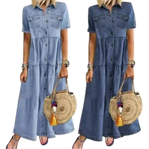 Chemise robe jean femme