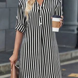 Robe chemise rayee femme
