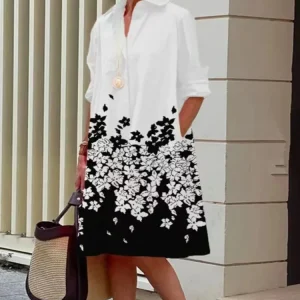 Robe chemise large femme retro