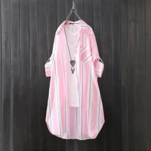 Robe chemise a rayure femme