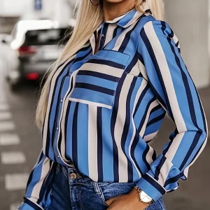 Chemise femme bleu à rayures