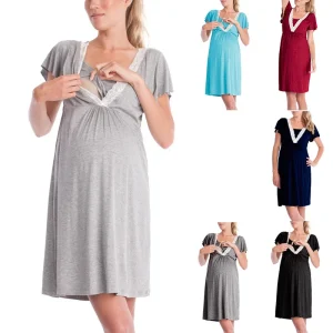 Chemise de nuit femme maternité manches courtes
