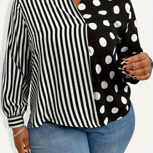 Chemise rayée femme grande taille – élégante style casual