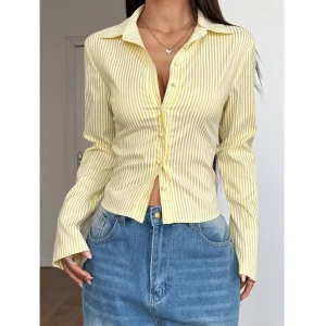 Chemise femme rayures verticales cintrée style casual