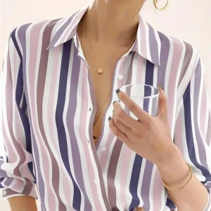 Chemise rayée femme style chic décontracté