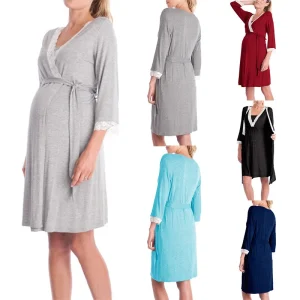 Chemise de nuit femme maternité manches longues